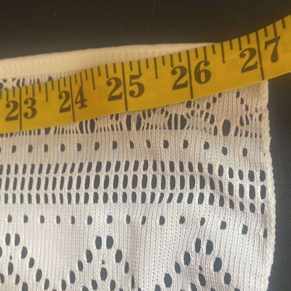 White fringe, crochet, bathing suit cover, 2 side ties, mesh design,Small - Picture 5 of 8